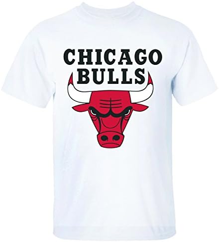 XBANG Men's Chicago Bulls Sports Logo Short Sleeve T Shirt white L