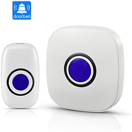 YOOSUN Wireless Doorbell Door Chimes Waterproof Door Bell Kit Operating at Over 1312-Feet Range-38 Song-4 Volume Level LED Indicator Door Alarm ( 1 Receiver + 1 Button, White)
