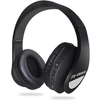 FX-Viktaria Over Ear Headphones, Headset with Microphone, Foldable and Lightweight, Support TF Card, USB Charging Headset, MP3 Mode and FM Radio for Cellphones, Laptop-Carbon Black