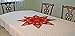 EcoSol Designs - Embroidered Small Tablecloth Topper, Elegant Table Throw Centerpiece for Round or Square Table, Ideal for Events, Holiday Season and More, Red/Gold Christmas Star, 34