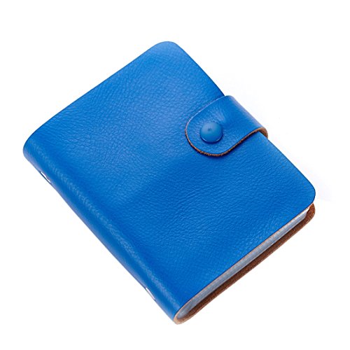 Business Card Holder, Boshiho Genuine Leather Credit Name ID Card Holder Book, Office Journal Business Cards Organizer (Blue)
