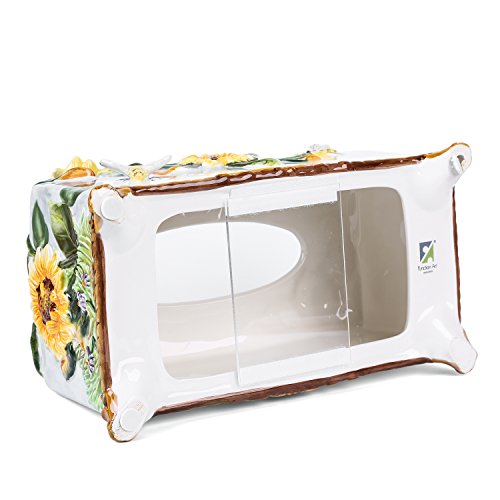 FORLONG FL9001 Ceramic Facial Tissue Dispenser Box Paper Dispenser Box Tissue Holder for Bathroom Vanity-Sunflower
