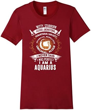 Women's Aquarius Zodiac Sign T-Shirt Birthday Gift Jan 20-Feb 18 Medium Cranberry
