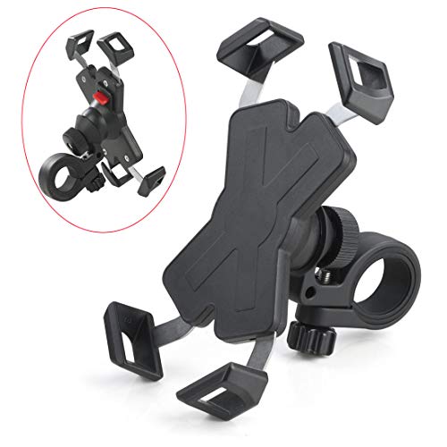 Automatic Shrinkage Bike/Motorcycle Phone Mount/Holder on Handlebar Flexible Stretch & 360 Degree Adjustment Suitable for iPhone/Android 4.0-6.5 inches Cellphones