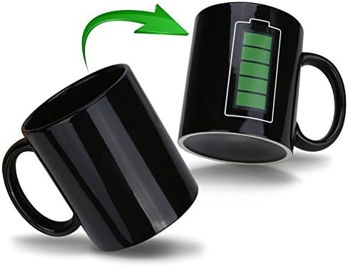 Heat Color Changing Mug Morning Coffee Mug Thermometer Magic Sensitive Porcelain Cup Tea Cup Novelty Gifts for Farther, Boyfriend, Brother, Friends, 11 Oz (Battery)