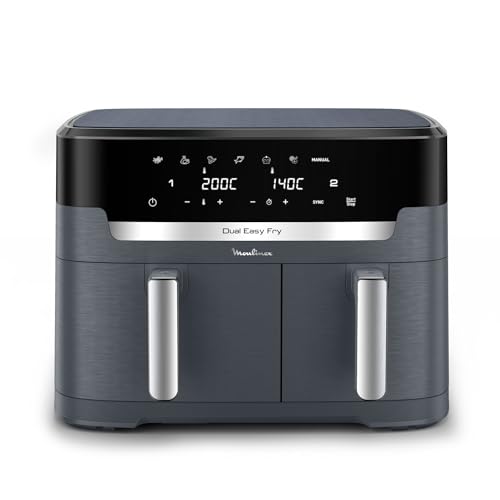 Dual Easy Fry XXL, air fryer 2 tiroirs, jusqu'à 10personnes, 7programmes prédéfinis, EZ942BF0, Gris Foncé
