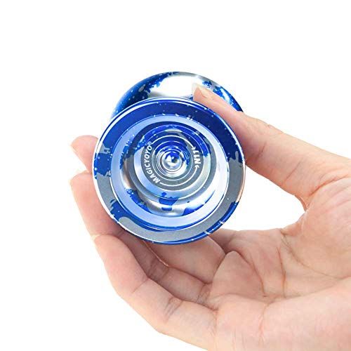 YOSTAR Yoyo Professional MAGICYOYO N11 Unresponsive Pro Yoyos Metal Yoyo Toy, + 5 Strings and Glove and Yo-yo Bag (Blue & Silver)