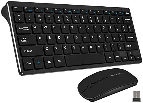 Wireless Ultra-Slim Mini Keyboard and Mouse Combo 2.4GHz Compact Small Compatible with Win XP/7/8/10/Vista Mac Laptop Desktop(Black)