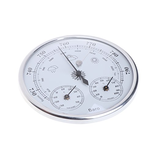 Qisuw Thermometer Hygrometer Barometer-Household Weather Station Barometer Thermometer Hygrometer Wall Hanging