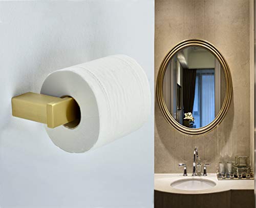 QOGRISUN 4-Piece Bathroom Accessory Set 304 Stainless Steel Including 24-Inch Towel Bar,10-Inch Towel Bar,Toilet Paper Holder,Towel Robe Hook,Wall Mounted Solid Brass Base,Brushed Gold