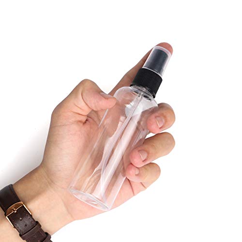 HOMVAN Atomizzatore riutilizzabile trasparente bottiglie di plastica spray da 100 ml con pompe atomizzatore Bottiglie vuote in plastica trasparente per oli essenziali viaggi profumi