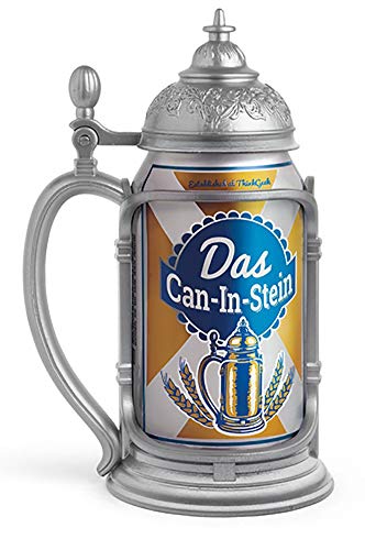 ThinkGeek Das Can-In-Stein Drink Holder - Oktoberfest Every Day, Looks Like You're Drinking from a Pewter Tankard - Standard 12-Ounce Can