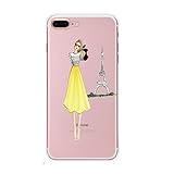 iPhone 7 Plus Case, Axiba Girl Printed Transparent TPU Carring Case Cover for iPhone 7 Plus 5.5 Inch (Style C)