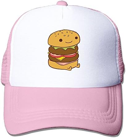 Vicop Cute Hamburger Cartoon Trucker Cap Summer Mesh Hat With Adjustable Strap Pink