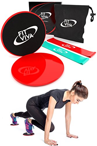 2 Professional Gliding Discs and 2 Resistance Loop Bands Bundle from Fit Viva - Lightweight Workout Equipment for Home - Ideal for Intense Abdominal and Core Exercises 2 Professional Gliding Discs and 2 Resistance Loop Bands Bundle from Fit Viva - Lightweight Workout Equipment for Home - Ideal for Intense Abdominal and Core Exercises