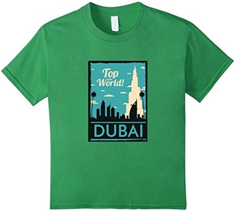 Kids DUBAI Skyline Panorama in Retro Style T-shirt 10 Grass