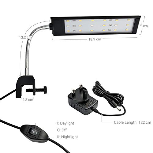 NICREW Fish Tank Clip on Light, Clamp Aquarium Light with White and