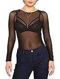May&Maya Women's Long Sleeve Pure Mesh Blouse