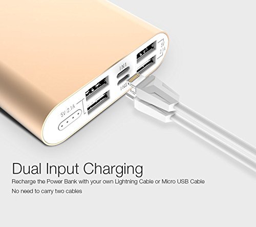 LAX Pro 16800 Portable Charger Battery Backup, 16800mAh External Battery with 4 High Speed Charging 2.1A USB Ports for iPhone, iPad, Samsung Galaxy, Android and Other Smart Devices (Black) - Thumbnail 5