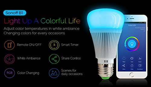 Sonoff B1 LED Color Bulb, Wireless Smart Home Automation Works with Alexa & more
