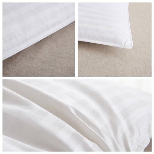 HOMEFOUCS Luxury Feather and Down Pillows, pack of 2 100% Cotton Shell, Soft Hotel Quality Pillows (40% Down)