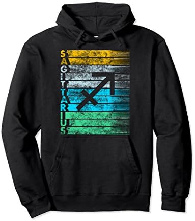 Unisex Vintage Distressed Sagittarius Pride Zodiac Sign Hoodie 2XL Black