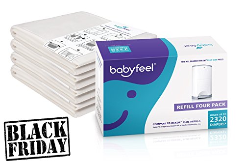 Babyfeel Refill Bags Compatible with DEKOR PLUS Diaper Pails, 4 Pack
