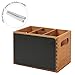4 Compartment Rustic Brown Wood Utensil Storage Caddy with Chalkboard Front Panel and Cut-Out Handles