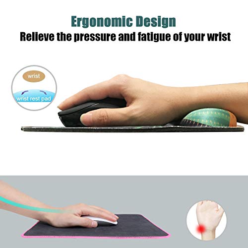 Ergonomic Mouse Pad with Wrist Support,Dooke Cute Wrist Pad with Non-Slip Rubber Base for Computer, Laptop, Home Office Gaming, Working, Easy Typing & Pain Relief Cactus
