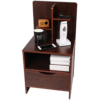 Wood Bedroom Side Table Modern Nightstand with One Drawer and Storage Shelf