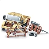 koolfigure Custom Sets of WW2 Military Army Truck, Vehicle Mounted Howitzers, Armored Car, Aircraft Building Blocks Toy (Truck w/ Howitzers)