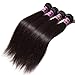 UNice Hair Brazilian Straight Hair 3 Bundles Hair Weft 100% Unprocessed Virgin Human Hair Extensions Weave Natural Color (10 12 14inch)