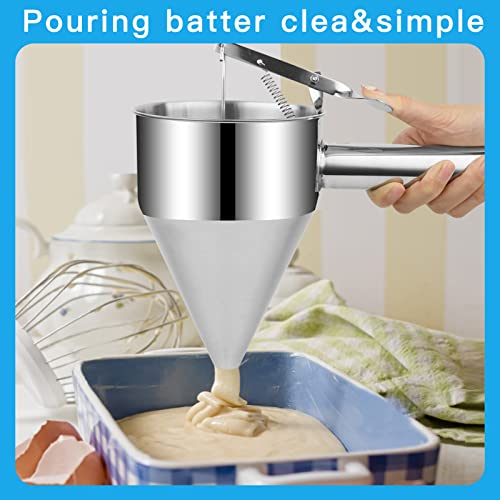 LEECHU Pancake Batter Dispenser Stainless Steel for Griddle, Funnel