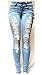 JEANS FOR LOVE Light Blue Womens Denim Stretch Jeans Destroy Skinny Leg Ripped Distressed Pants