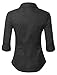 LE3NO Womens Roll Up 3/4 Sleeve Button Down Shirt with Stretch, L3NWT574_BLACK, X-Small