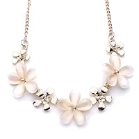 Toporchid Female Butterfly Flower Opal Crystal Necklace Bohemian Short Clavicle Chain