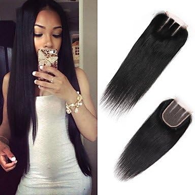 4"x4" Lace Closure Brazilian Straight Virgin Human Hair 3 Kind of Part Style Lace Front Closure Piece SUPPLY U CHOOSE (8 Inch, 3 Part)
