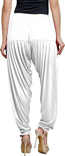 trigger women's viscose cotton patiala pant(white)