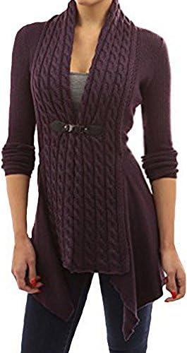 Womens Cape Shawls Knit Sweater Cloak Winter Leather Belt Open Front Drape Cardigan Long Coat