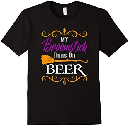 Mens My Broomstick Runs on Beer Drinking Sexy Clubbing Party DIY Medium Black