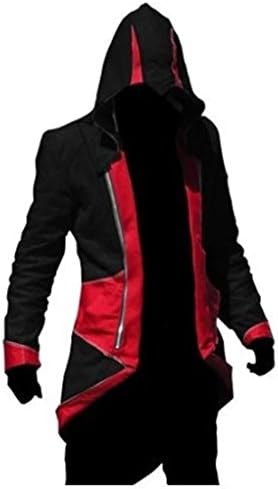 VOGDORA Men Costume Coat Cosplay Jacket Costume Hoodie Jacket,Black Red,Men X-Small
