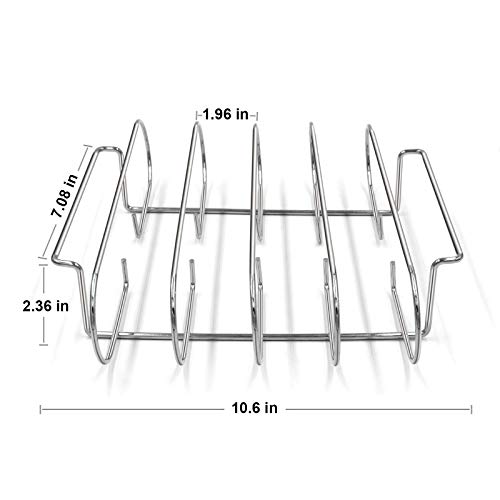 OurWarm Rib Rack for Smoking, Stainless Steel Roasting Stand with Brush, NonStick BBQ Rib Rack