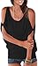 PINUPART Women's Casual Summer Loose Shirt Cold Shoulder Top XL Black