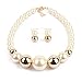 KOSMOS-LI Faux Big Ivory Pearl Choker Necklace with Earrings Set