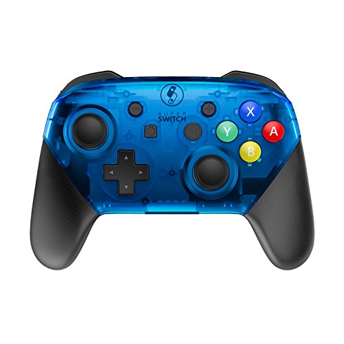 MASCARRY Replacement Shell Case for Switch Pro Controller, Super Switch DIY Transparent Faceplate and Backplate Case with Replacement Buttons for Switch Pro Controller (Ice Blue)