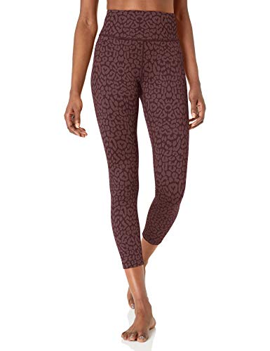 Amazon Brand – Core 10 Women’s Leopard Jacquard Yoga High Waist 7/8 Crop Fashion Legging-24″, Wine Leopard Jacquard, S