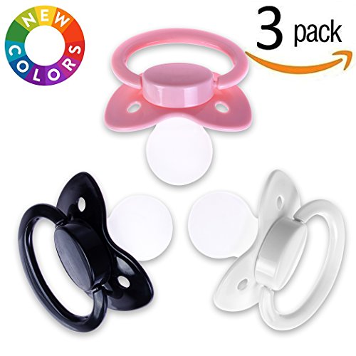 Adult Sized Pacifier ABDL Dummy for Adult Babies Three Color Pack Baby Pink | Fresh White | Black Mumba