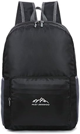 Waterproof School Bag Lightweight Flodable Classic Backpack for Teens Boys Middle High College Rucksack Weekend Daypack (Black)