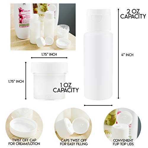 Lingito Travel Bottles Set (4 Pcs) With Cosmetic Containers (1 oz) - Portable 100% Leak Proof Refillable Toiletry Containers - Squeezable Tubes for Shampoo, Conditioner & Lotion Lingito Travel Bottles Set (4 Pcs) With Cosmetic Containers (1 oz) - Portable 100% Leak Proof Refillable Toiletry Containers - Squeezable Tubes for Shampoo, Conditioner & Lotion
