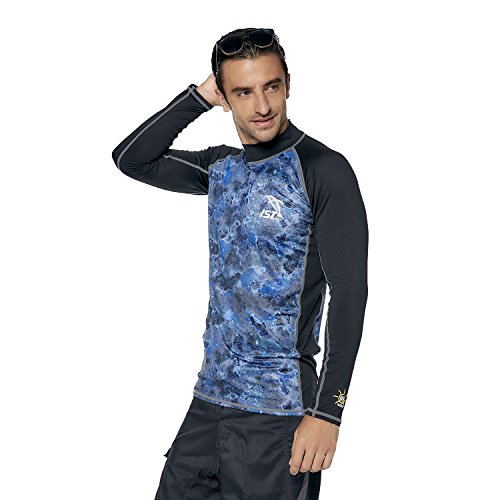 IST Unisex Long Sleeve Rash Guard (Small, White / Blue)